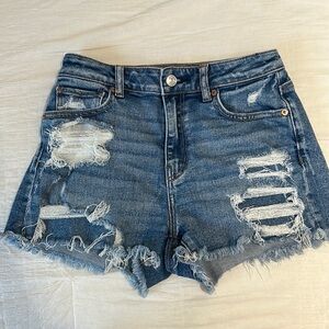 High waisted ripped shorts